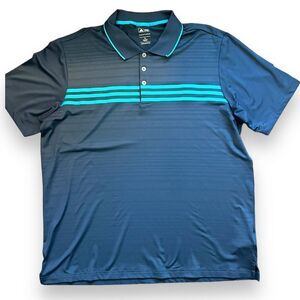 Adidas Mens Puremotion Golf Polo Shirt Short Sleeve Stripe Collared Navy Size XL